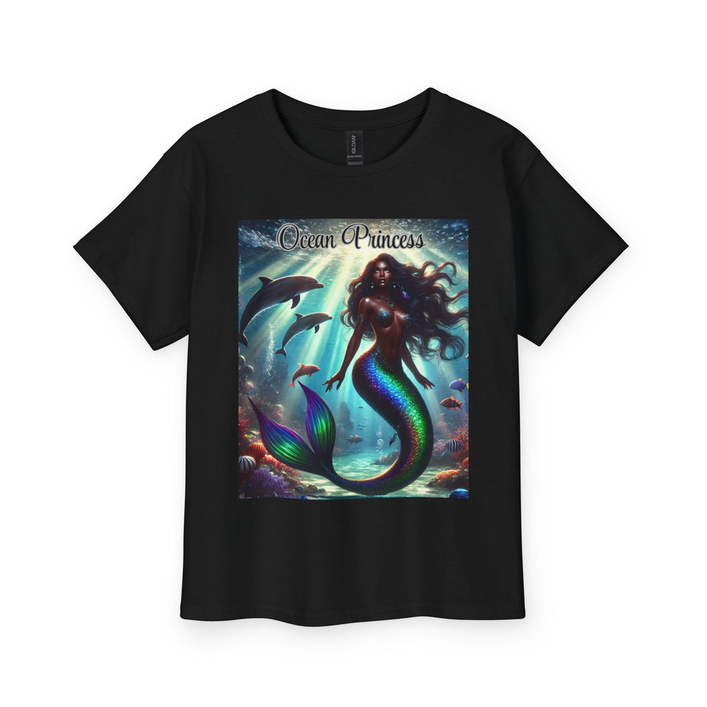 Kids Tee — Ocean Princess Dark-Skinned Mermaid Girl Graphic