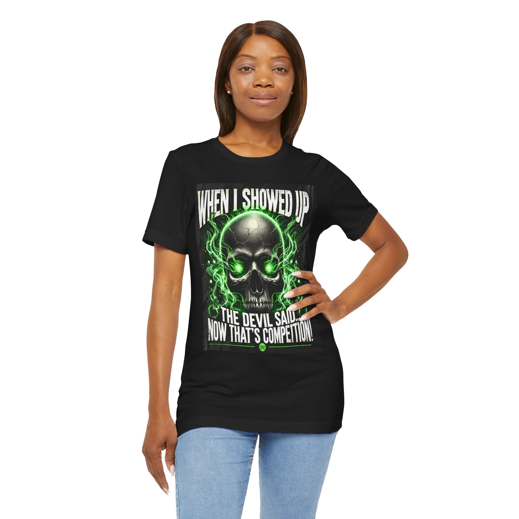 Essence Devil's Competition Graphic Tee, Unisex T-Shirt, Halloween Shirt, Funny Halloween Gift, Skull Design, Unique Graphic Apparel