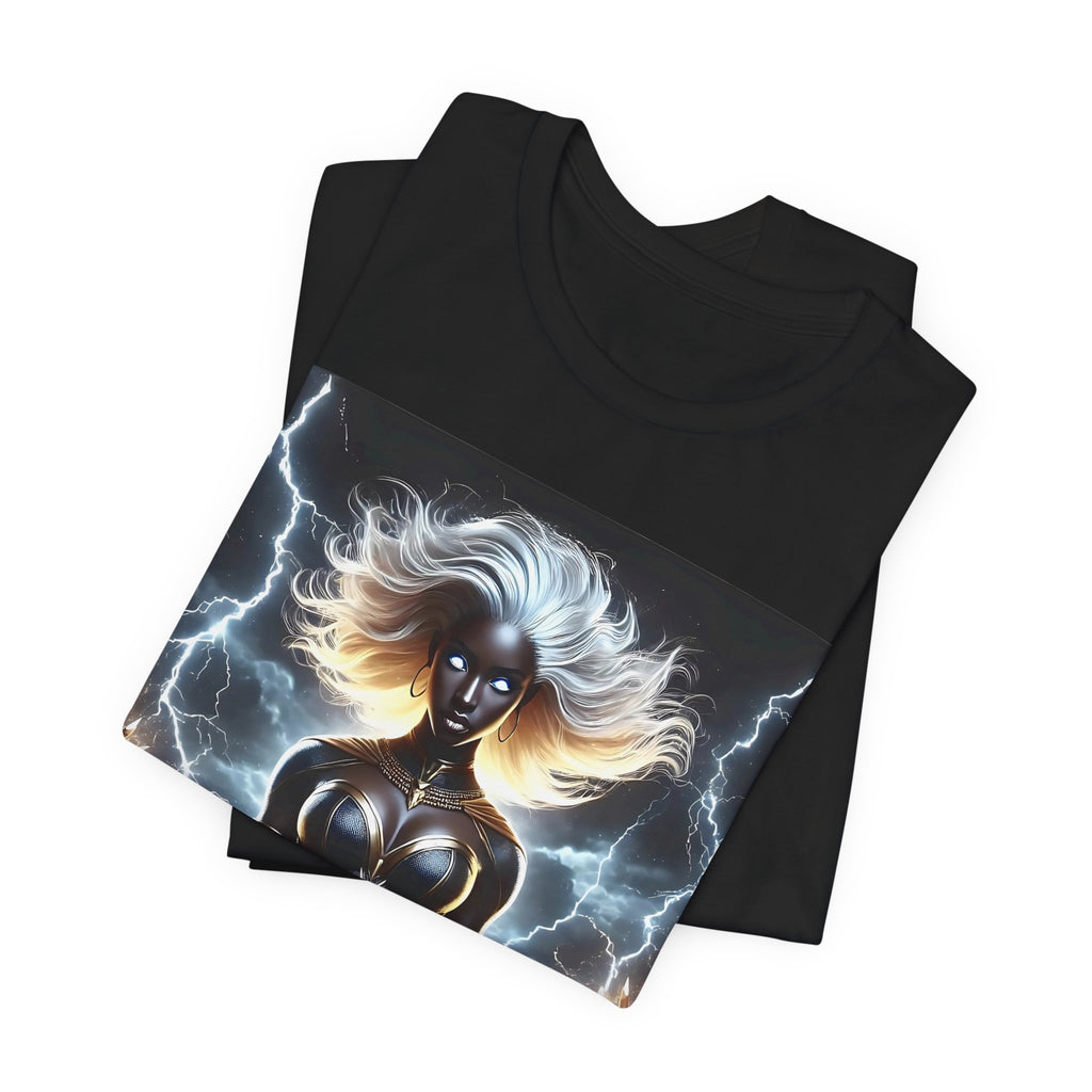 Essence Storm Goddess Tee (2): Unisex Jersey Short Sleeve Tee, Witchy Shirt, Lightning Graphic Tee, Fantasy Apparel, Gift for Nerds, Sci-Fi Outfit