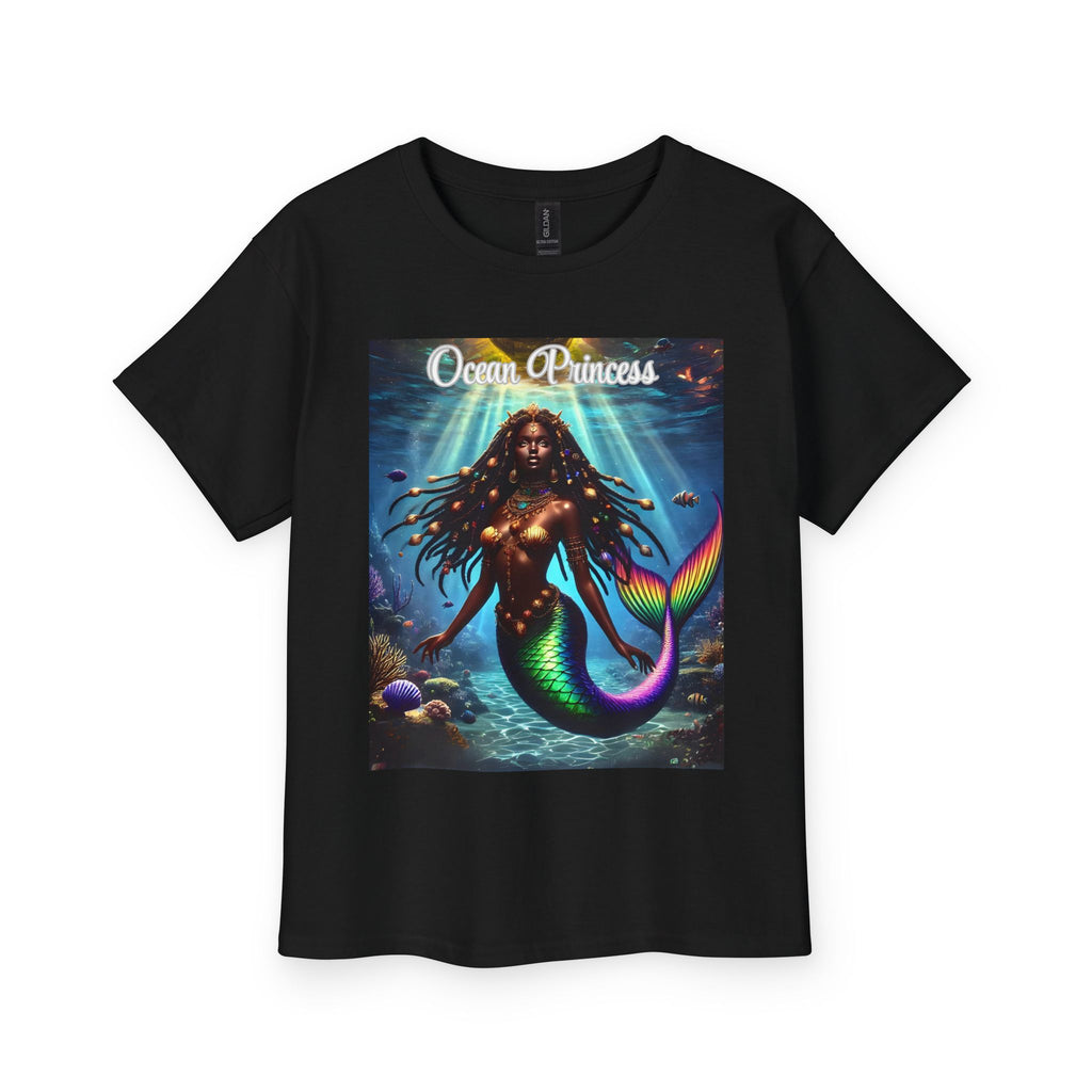 Kids Tee — Ocean Princess Dark-Skinned Mermaid Girl Graphic