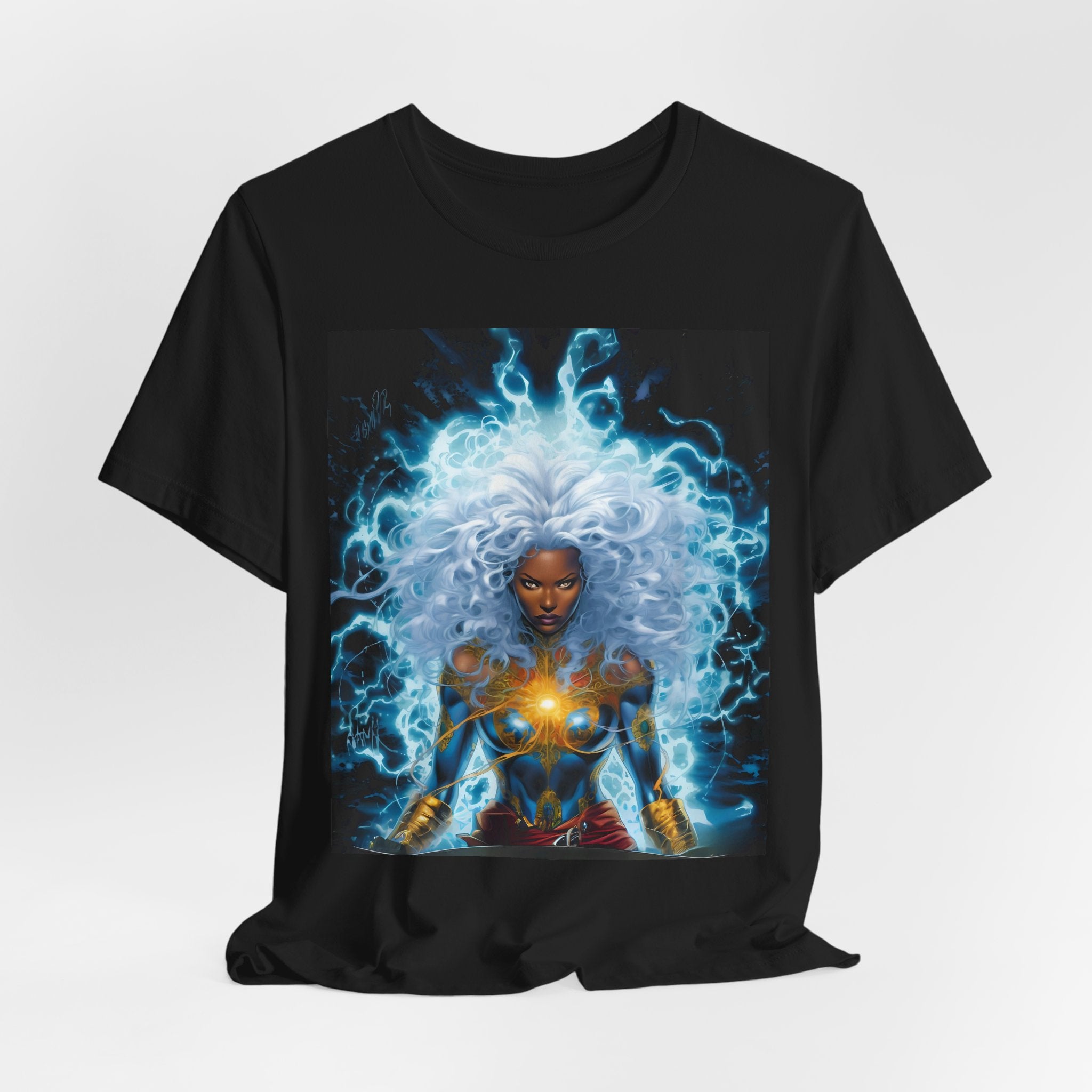 Essence Storm Goddess Tee (3): Unisex Jersey Short Sleeve Tee, Witchy Shirt, Lightning Graphic Tee, Fantasy Apparel, Gift for Nerds, Sci-Fi Outfit