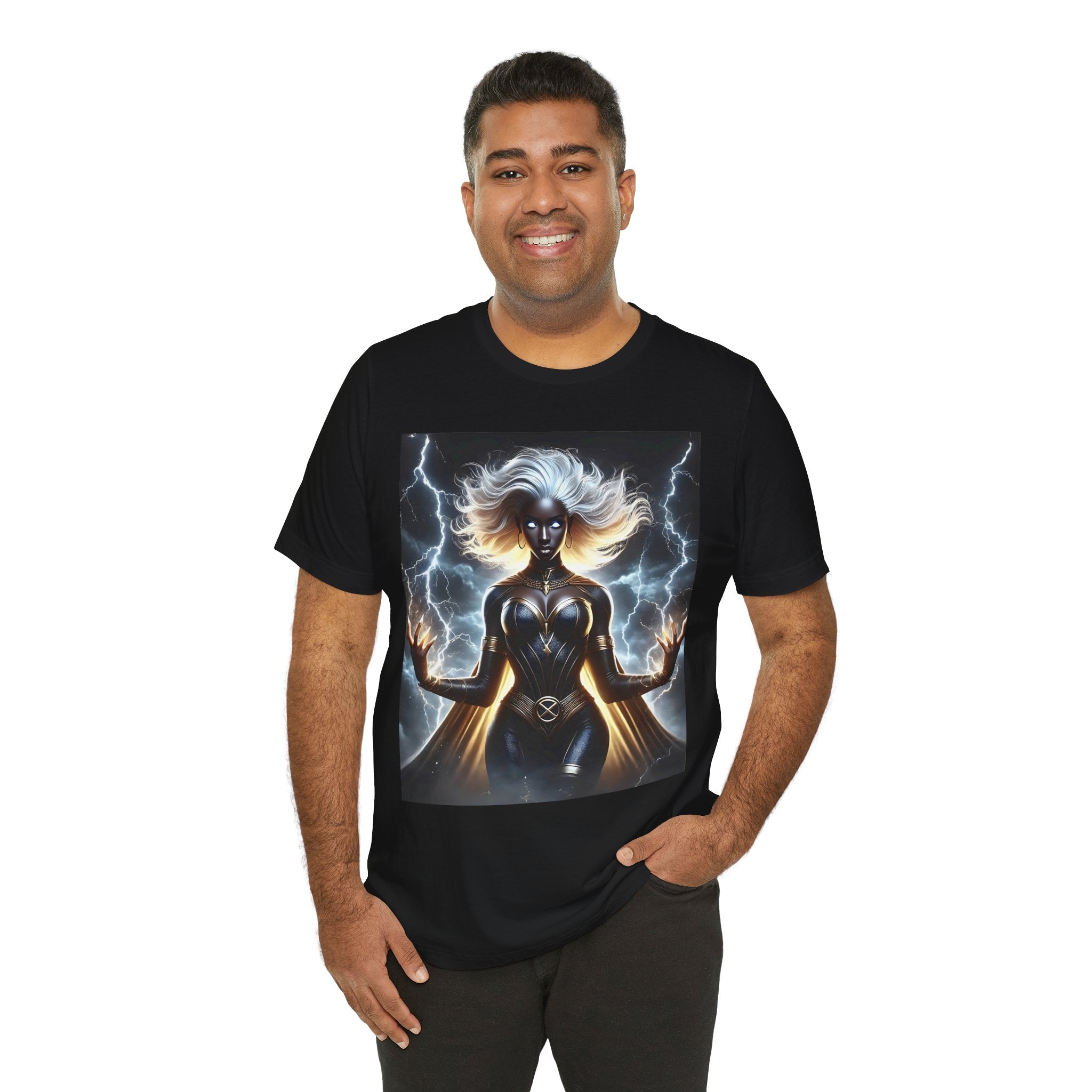 Essence Storm Goddess Tee (2): Unisex Jersey Short Sleeve Tee, Witchy Shirt, Lightning Graphic Tee, Fantasy Apparel, Gift for Nerds, Sci-Fi Outfit