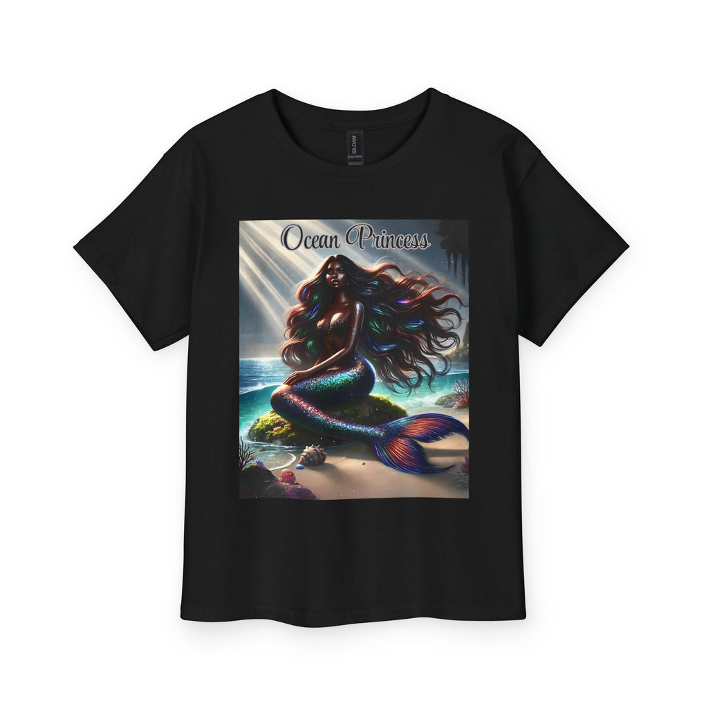 Kids Tee — Ocean Princess Dark-Skinned Mermaid Girl Graphic