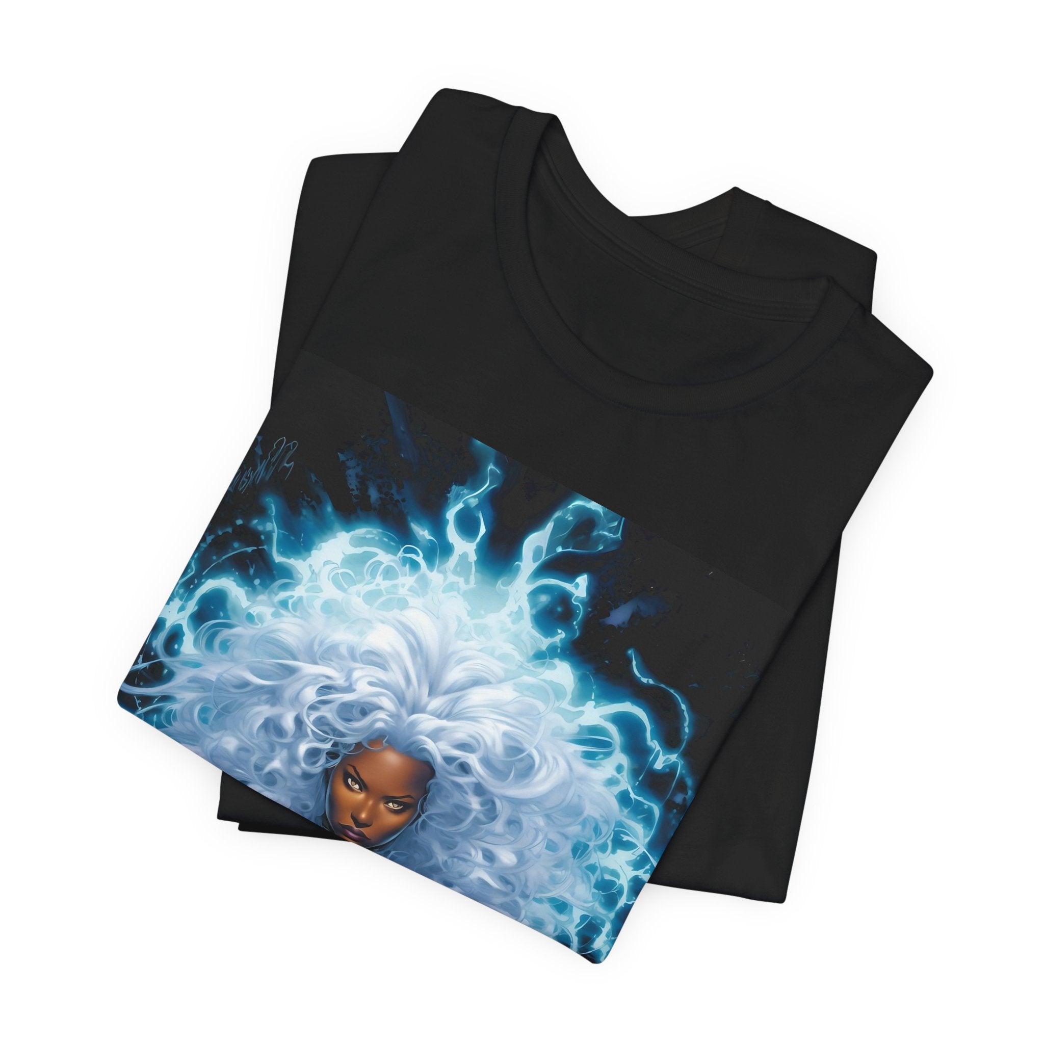 Essence Storm Goddess Tee (3): Unisex Jersey Short Sleeve Tee, Witchy Shirt, Lightning Graphic Tee, Fantasy Apparel, Gift for Nerds, Sci-Fi Outfit