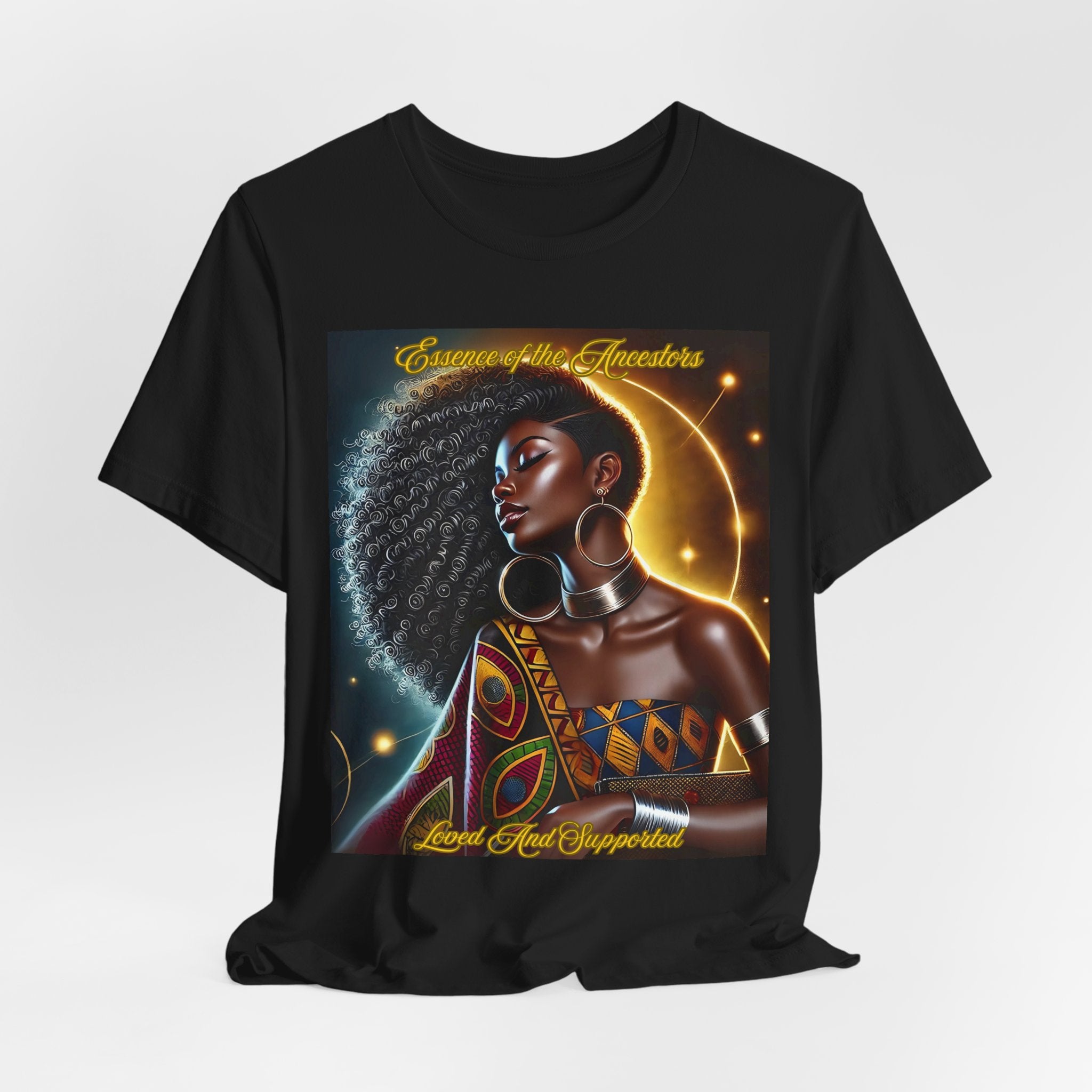 Essence of the Ancestors (Loved and Supported) Unisex Jersey Short Sleeve Tee, Afrocentric T-Shirt, Black History Month Gift, Artistic Apparel, Inspirational Fashion