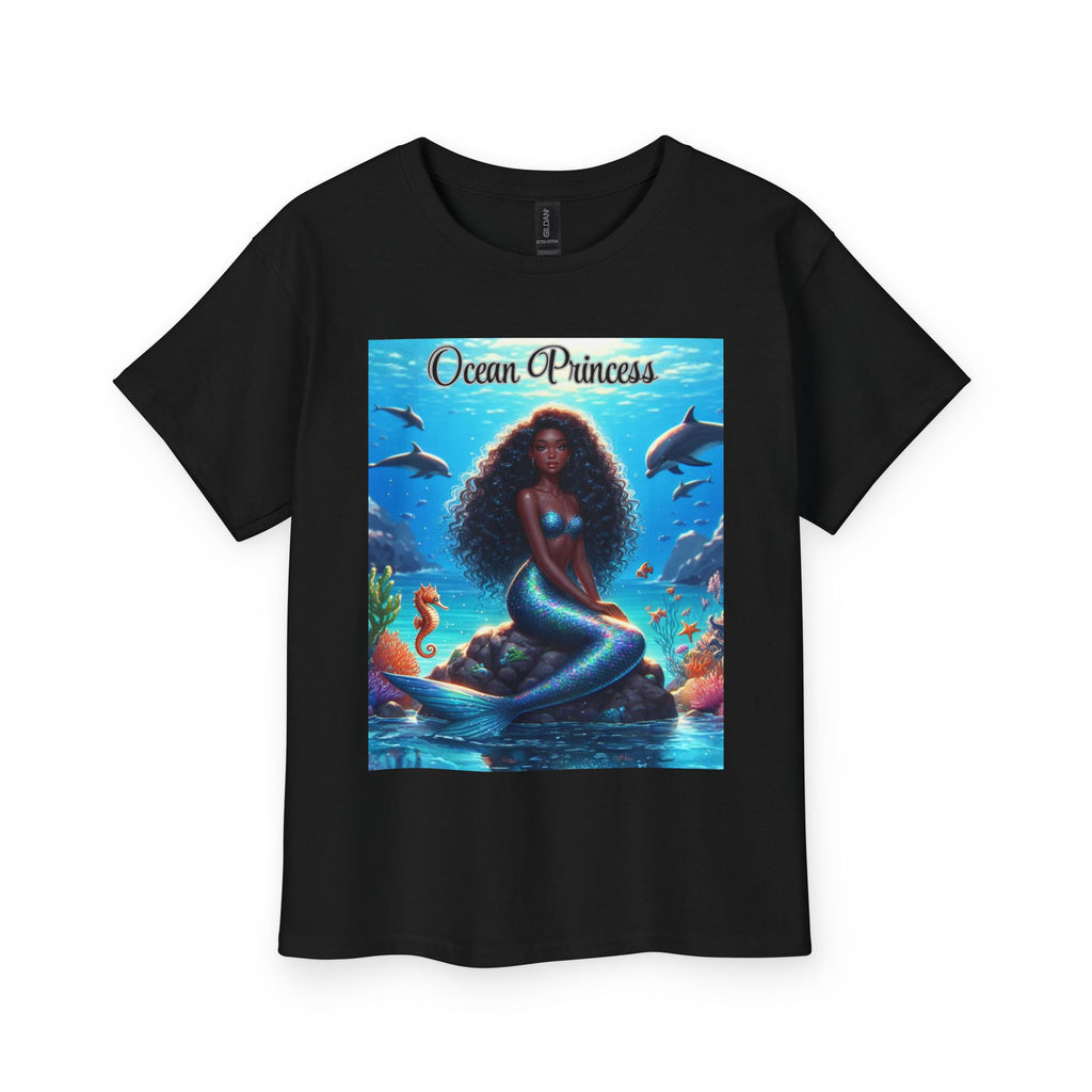 Kids Tee — Ocean Princess Dark-Skinned Mermaid Girl Graphic