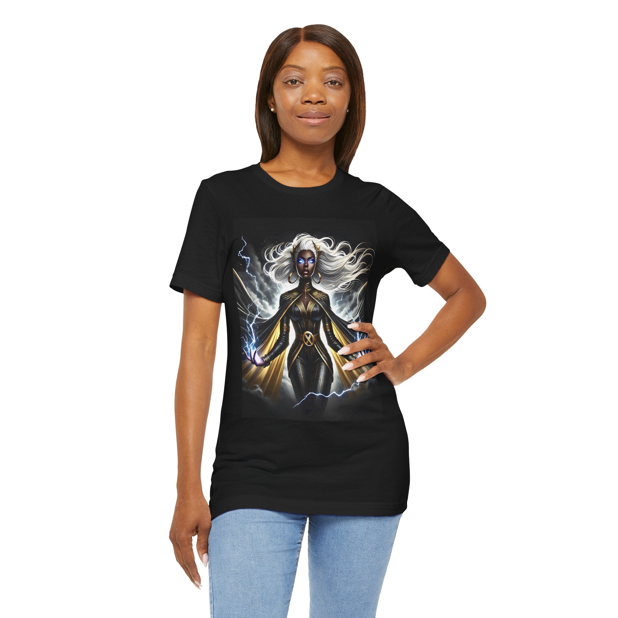 Essence Storm Goddess Tee: Unisex Jersey Short Sleeve Tee, Witchy Shirt, Lightning Graphic Tee, Fantasy Apparel, Gift for Nerds, Sci-Fi Outfit