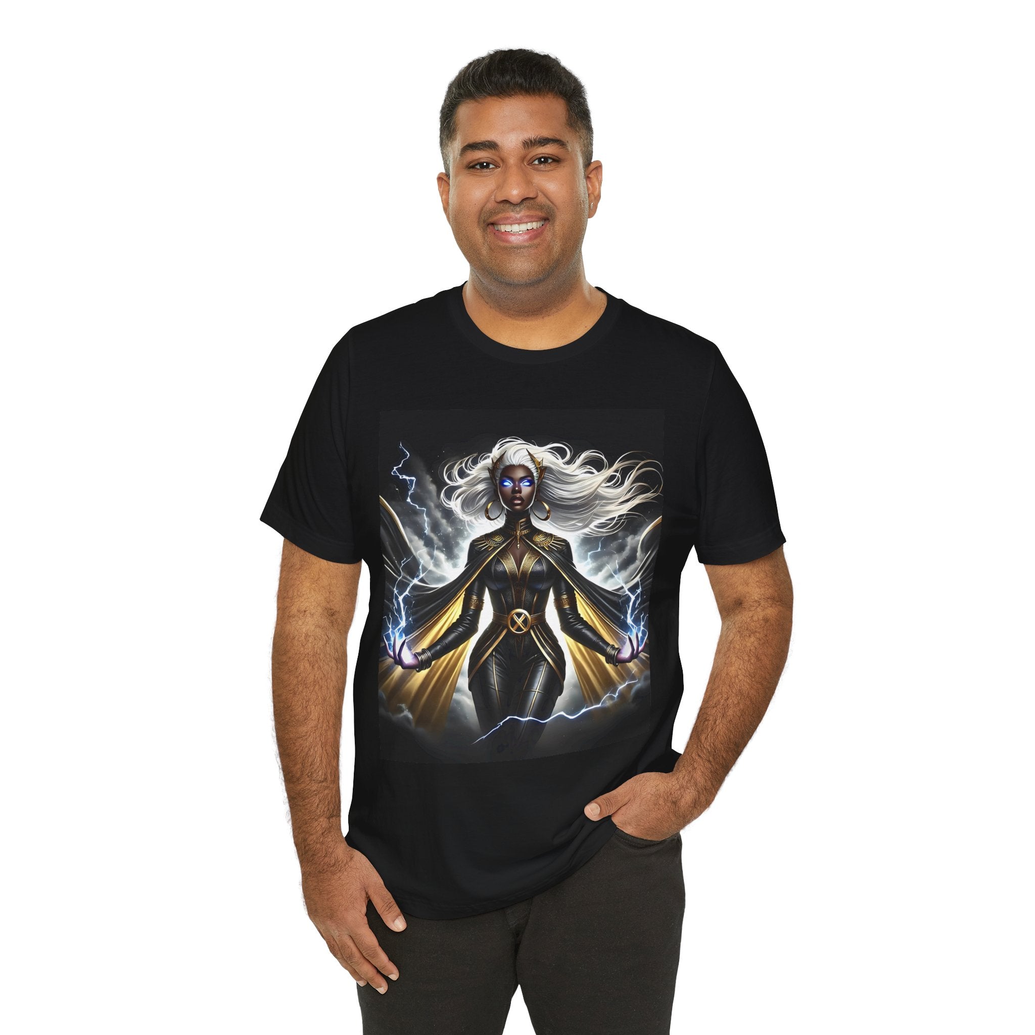 Essence Storm Goddess Tee: Unisex Jersey Short Sleeve Tee, Witchy Shirt, Lightning Graphic Tee, Fantasy Apparel, Gift for Nerds, Sci-Fi Outfit