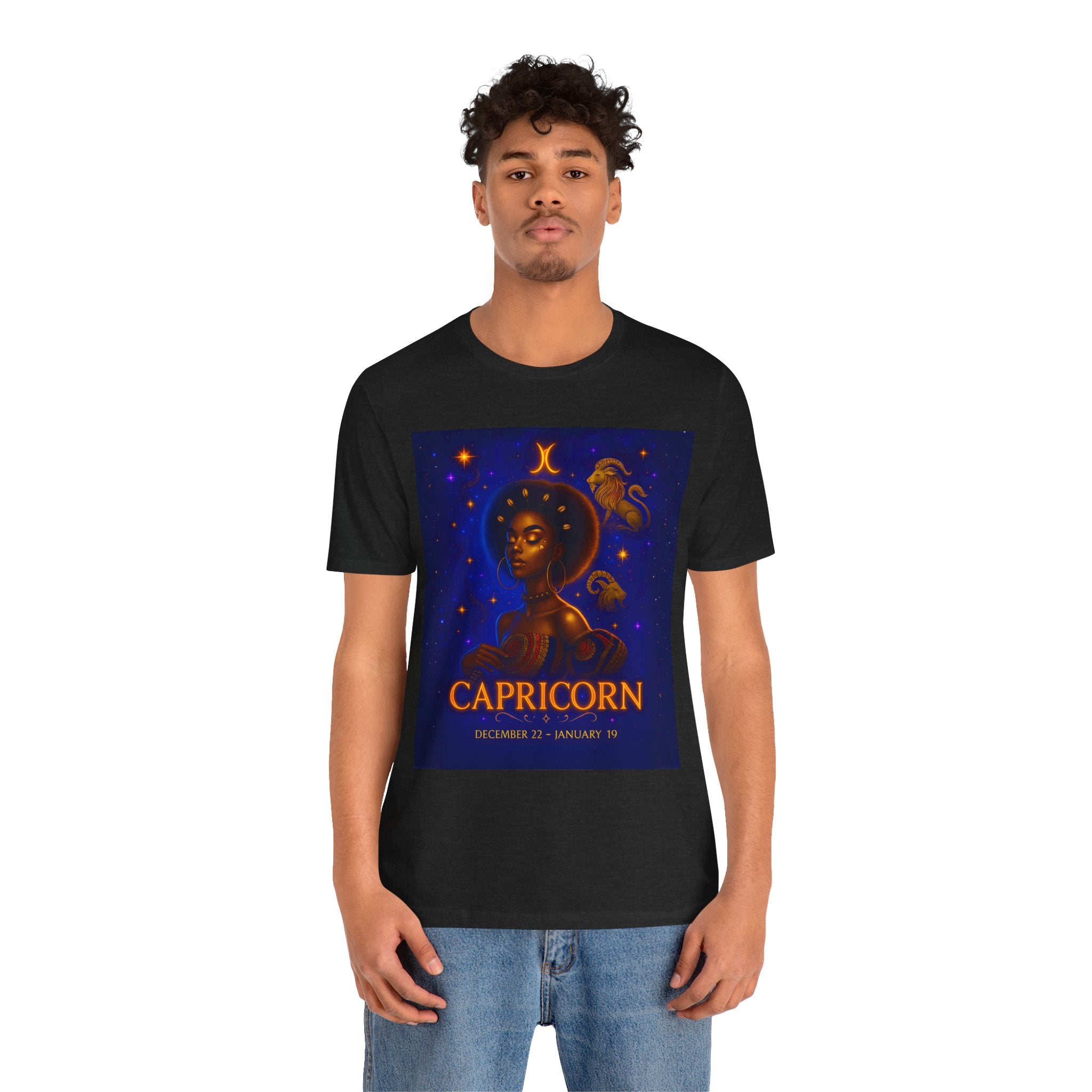 Essence of the Ancestors Capricorn Unisex Jersey Tee - Zodiac Sign Shirt for Astrology Lovers, Birthday Gift, Horoscope T-Shirt, Cosmic Apparel, Starry Nights