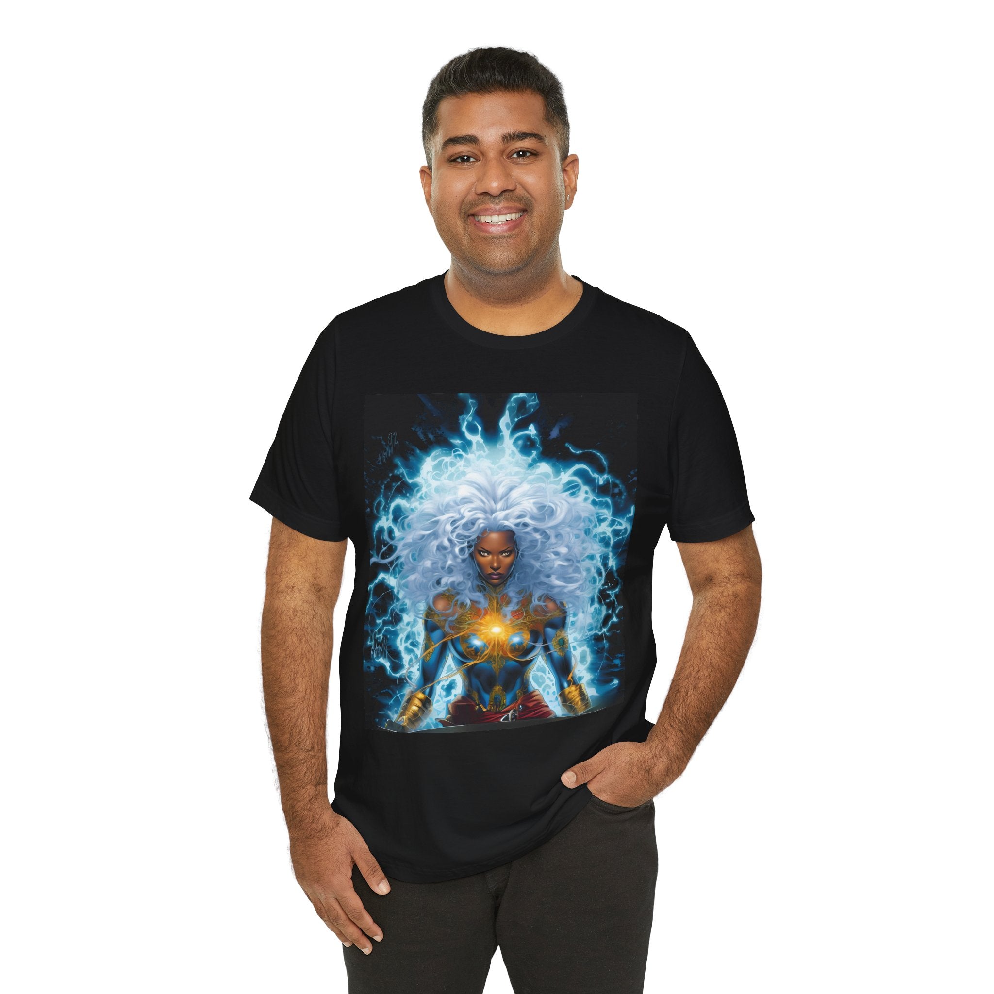 Essence Storm Goddess Tee (3): Unisex Jersey Short Sleeve Tee, Witchy Shirt, Lightning Graphic Tee, Fantasy Apparel, Gift for Nerds, Sci-Fi Outfit
