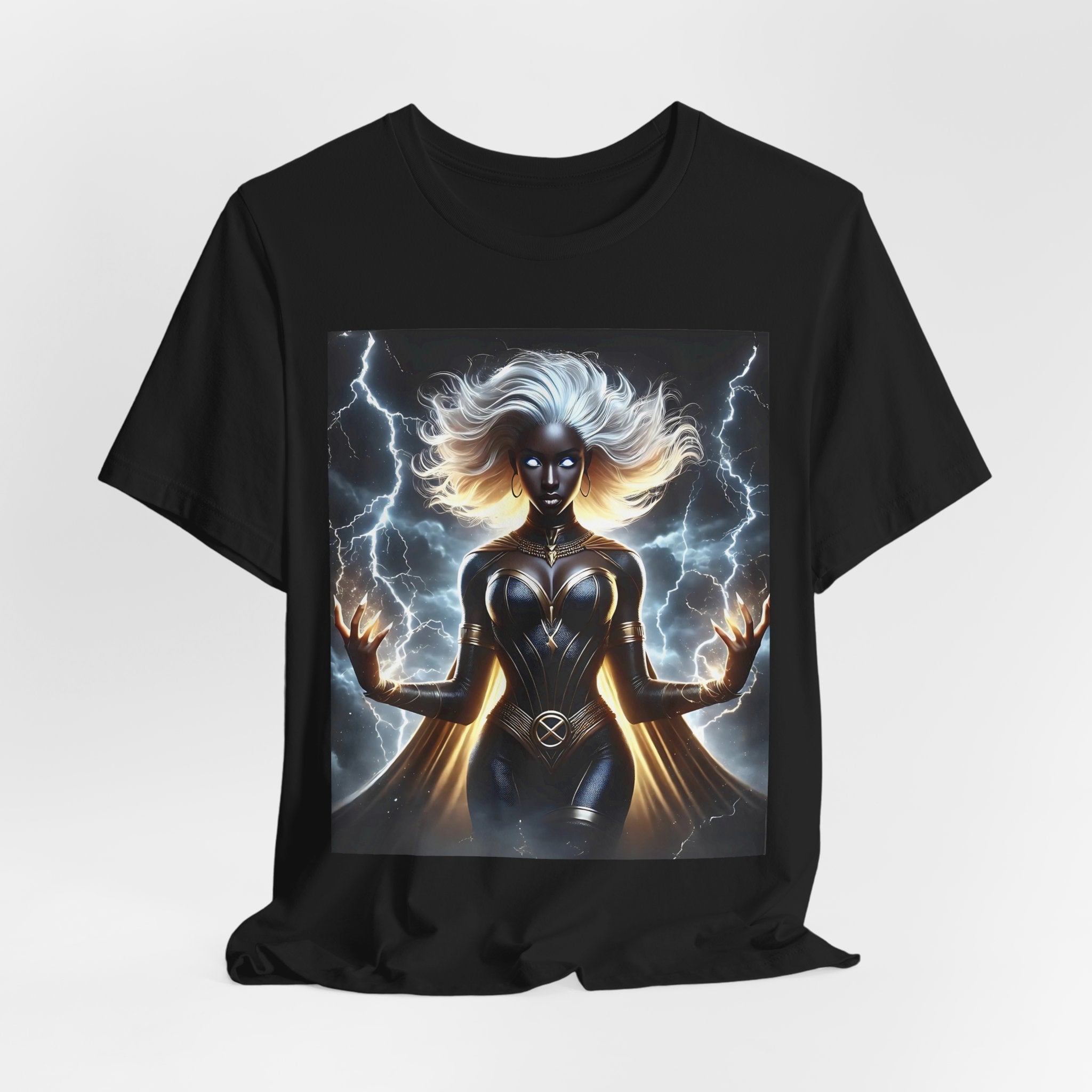 Essence Storm Goddess Tee (2): Unisex Jersey Short Sleeve Tee, Witchy Shirt, Lightning Graphic Tee, Fantasy Apparel, Gift for Nerds, Sci-Fi Outfit