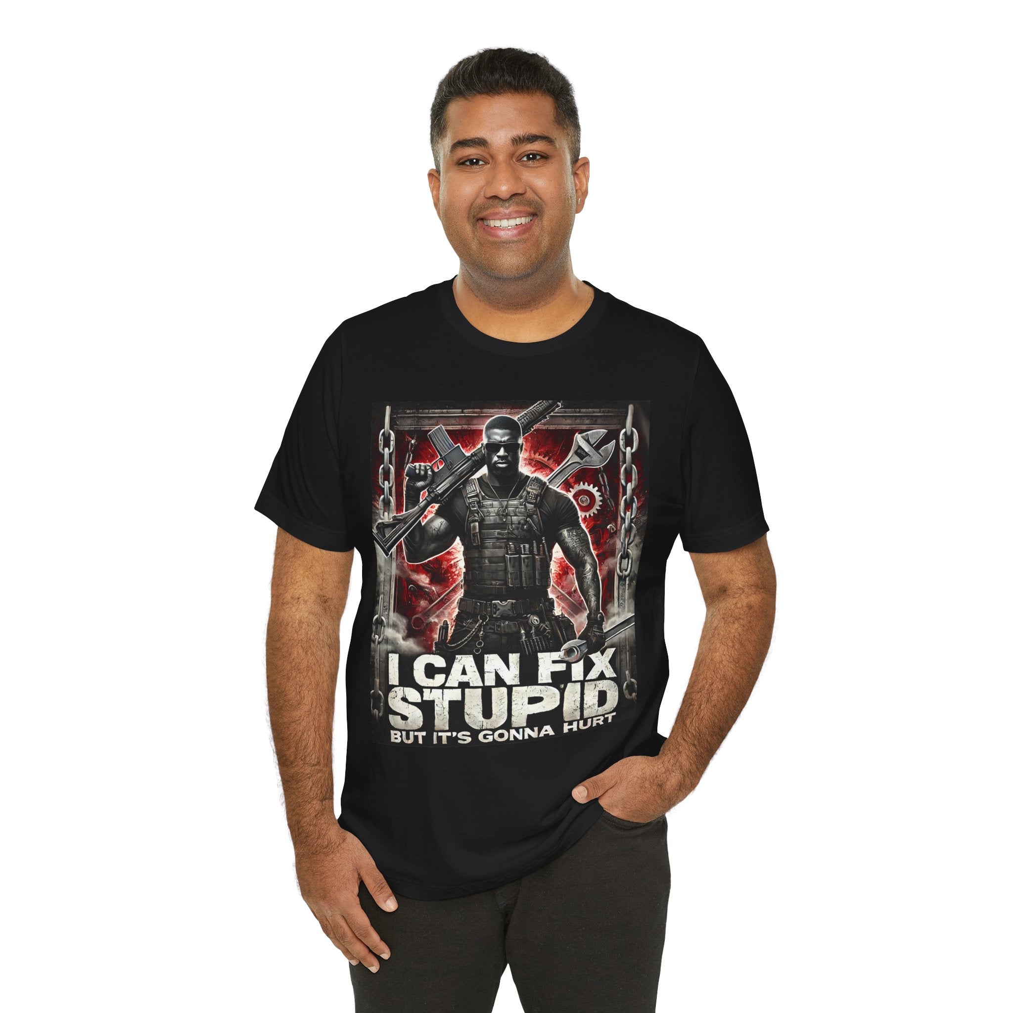 Essence I Can Fix Stupid Unisex Tee, Funny Graphic Shirt, Gift for Men, Cool Casual Wear, Birthday Present, Statement T-Shirt