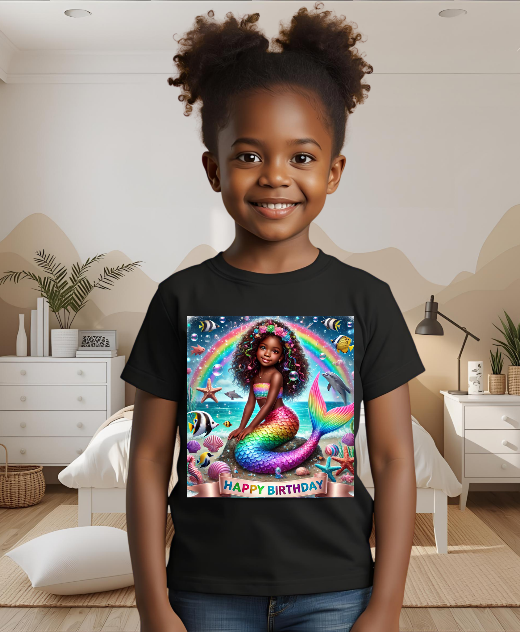 Essence (Mermaid Birthday Girl) Toddler Short Sleeve T-Shirts