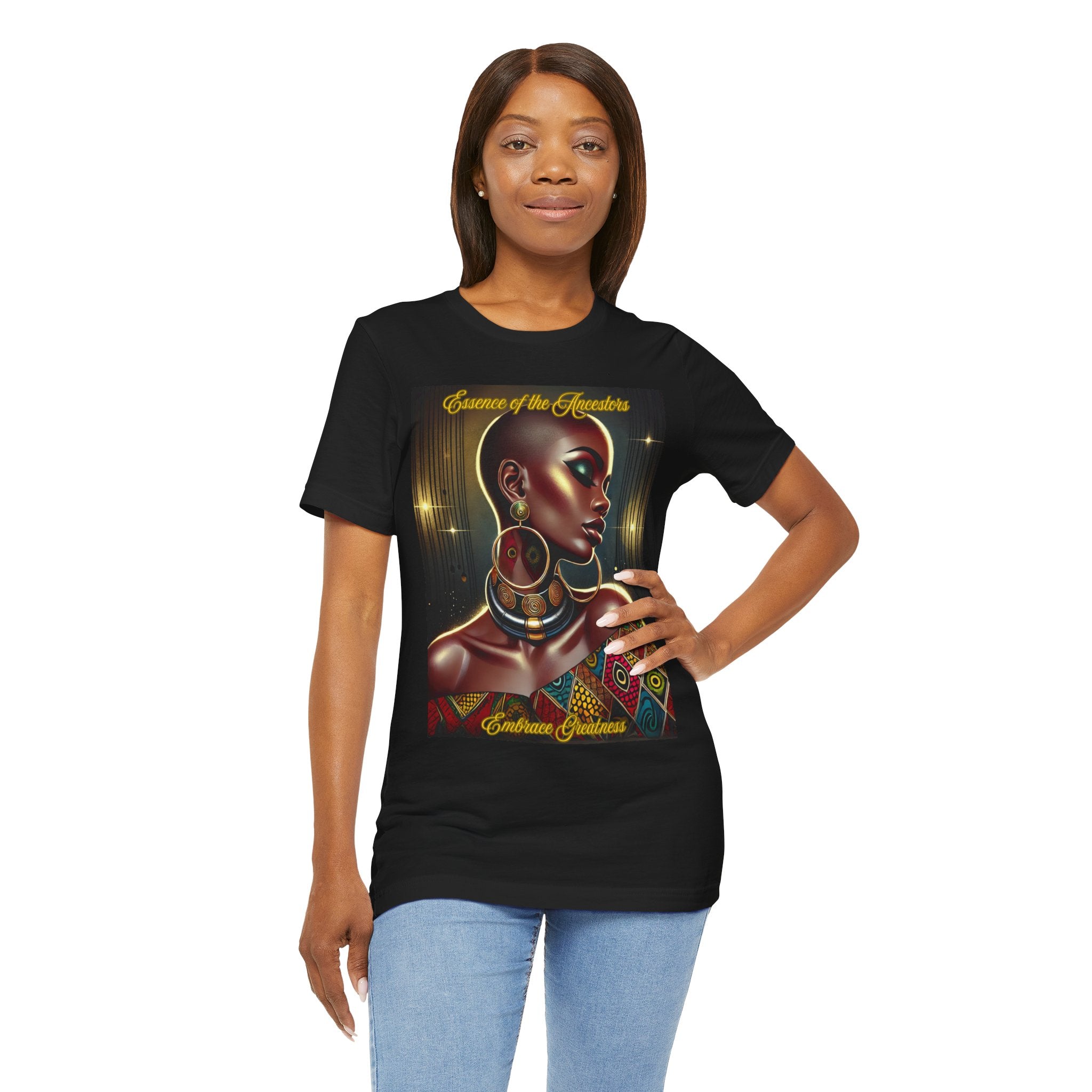 Essence of the Ancestors (Embrace Greatness) Graphic Tee, Cultural Heritage Shirt, Unisex Short Sleeve T-Shirt, Afrocentric Fashion, Gift for Art Lovers