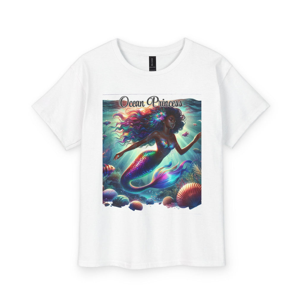 Kids Tee — Ocean Princess Dark-Skinned Mermaid Girl Graphic