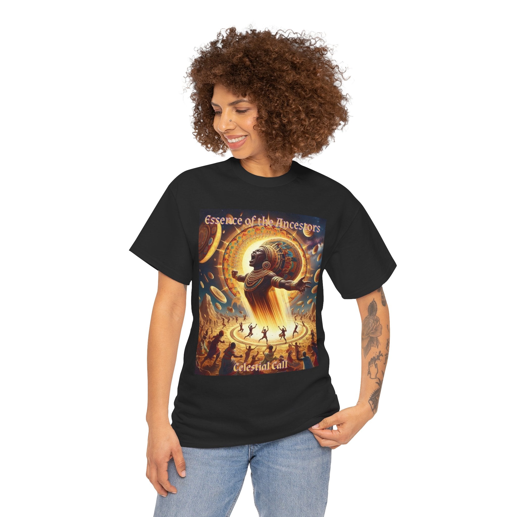 Essence of the Ancestors (Celestial Call) Unisex Tee - Wearable Afrocentric Art, Unique Gift, Casual Ware, Birthday Present, Celebration Apparel