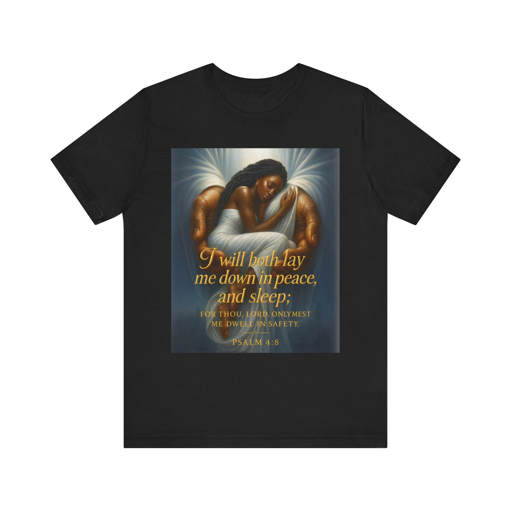 Essence Spiritual Comfort Tee, Psalm 4:8 Inspirational Shirt, Relaxation Gift, Faith-Based Apparel, Unisex Motivational T-Shirt