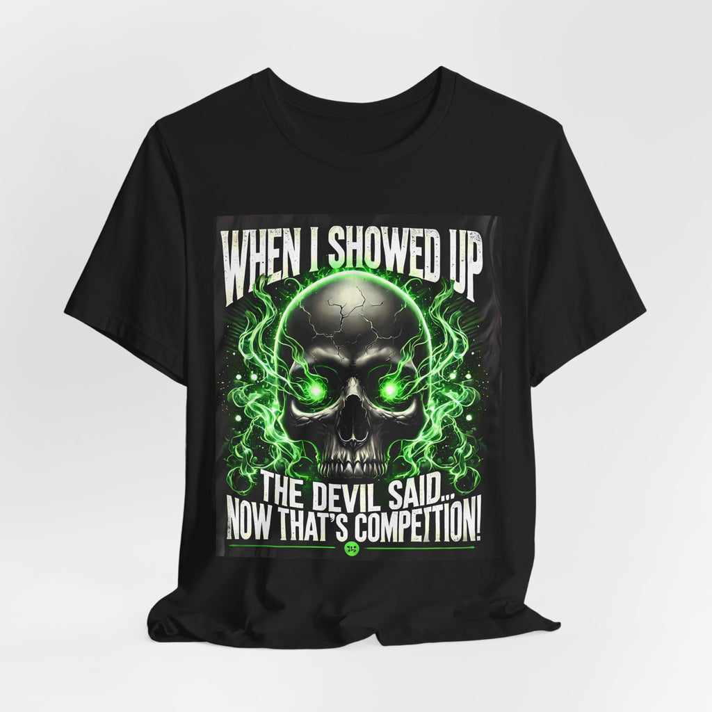 Essence Devil's Competition Graphic Tee, Unisex T-Shirt, Halloween Shirt, Funny Halloween Gift, Skull Design, Unique Graphic Apparel