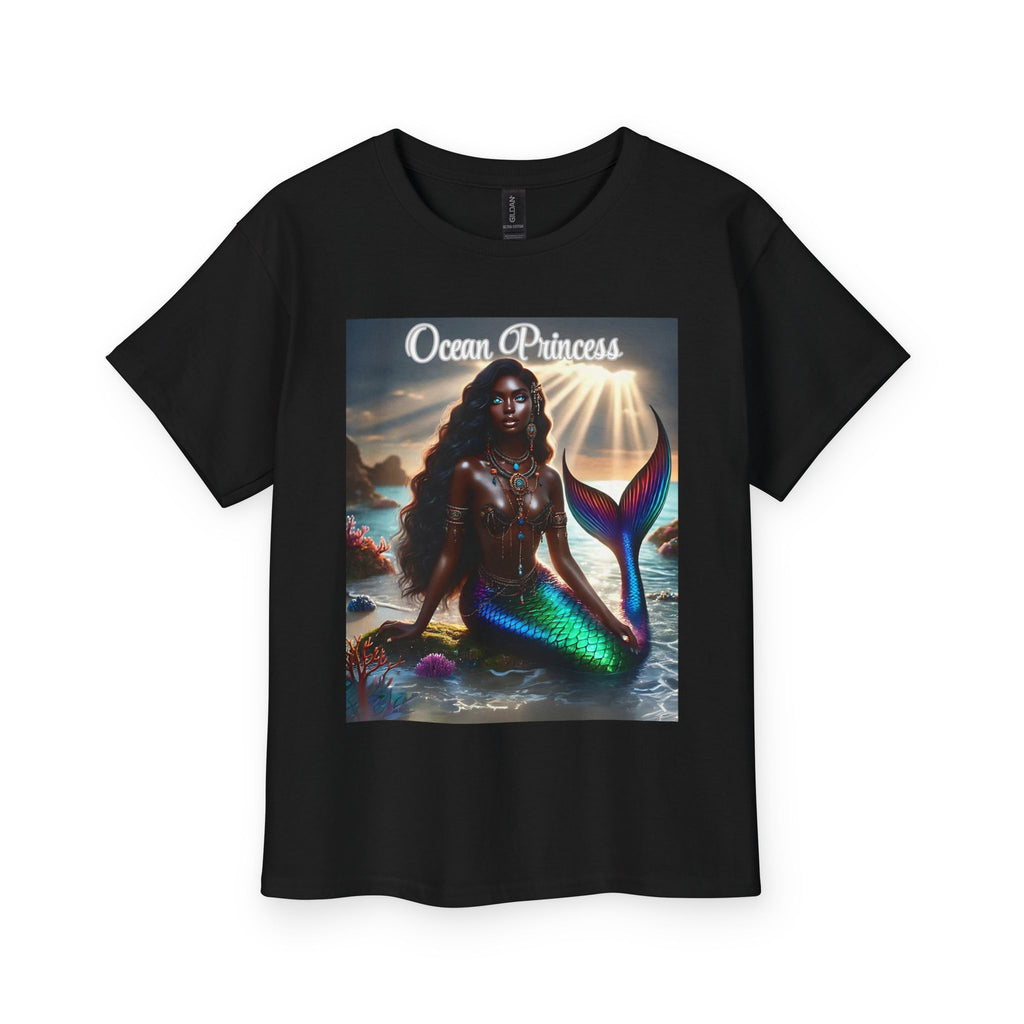 Kids Tee — Ocean Princess Dark-Skinned Mermaid Girl Graphic