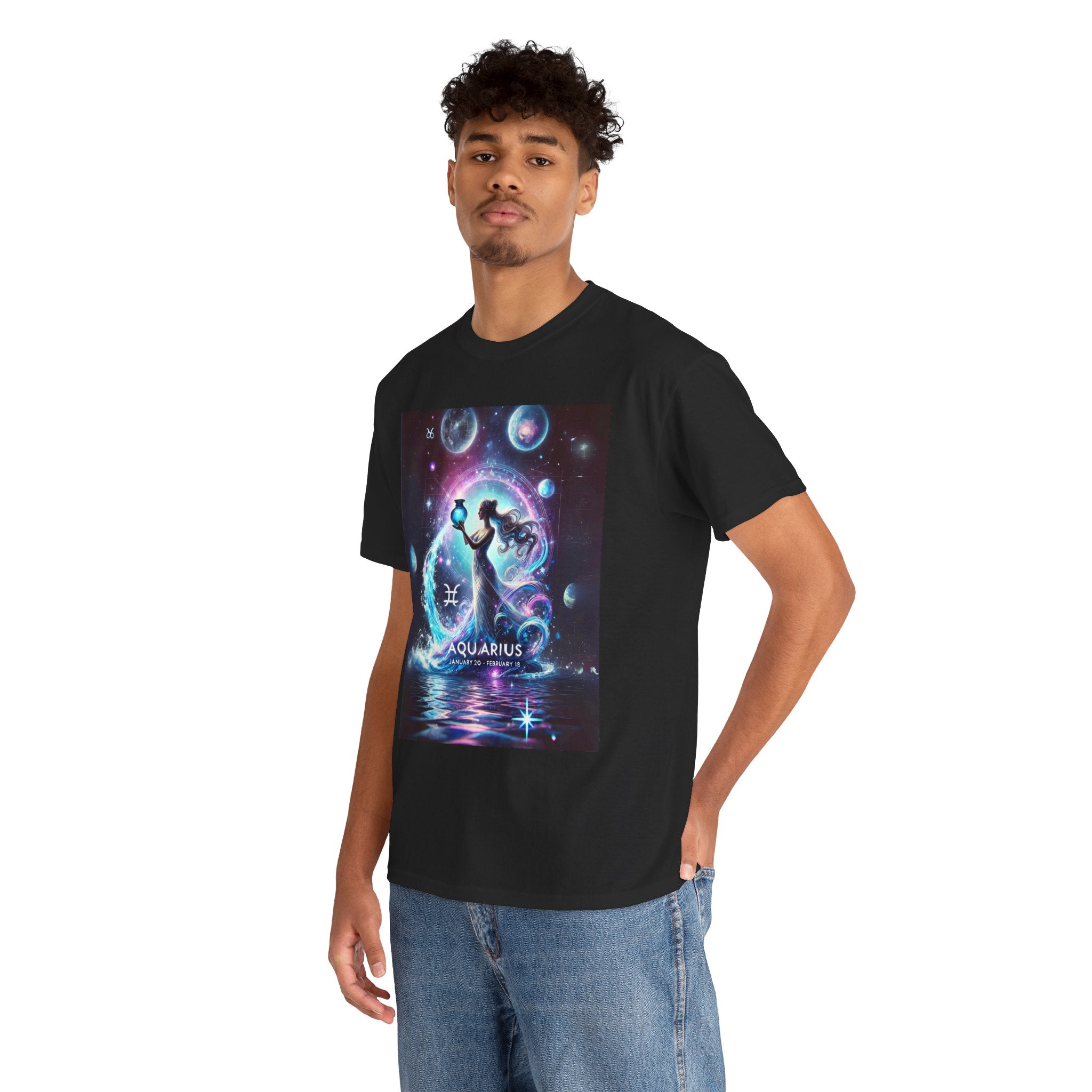 Aquarius Zodiac Unisex Tee - Wearable Art, Unique Gift, Casual Ware, Birthday Present, Zodiac Apparel