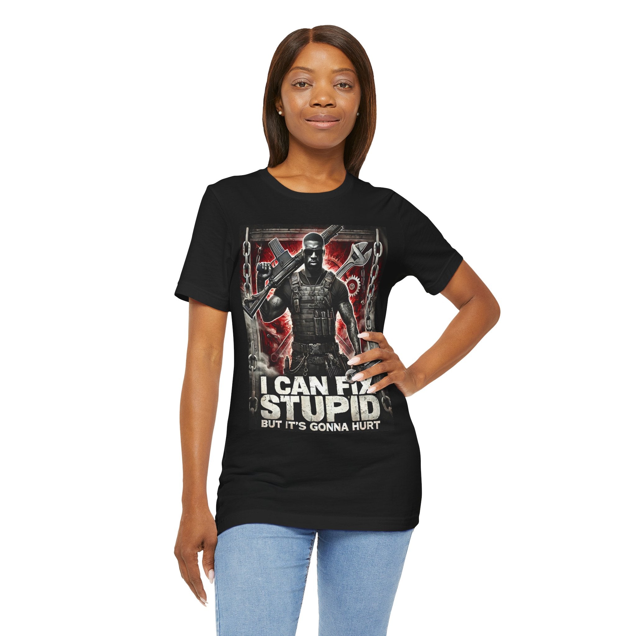 Essence I Can Fix Stupid Unisex Tee, Funny Graphic Shirt, Gift for Men, Cool Casual Wear, Birthday Present, Statement T-Shirt