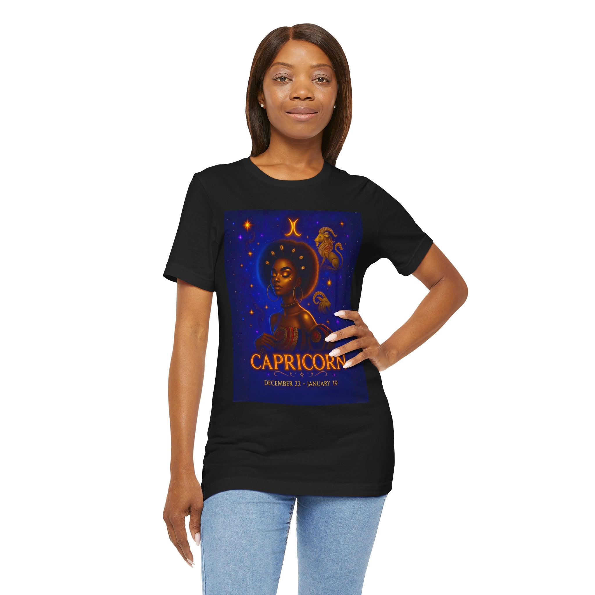 Essence of the Ancestors Capricorn Unisex Jersey Tee - Zodiac Sign Shirt for Astrology Lovers, Birthday Gift, Horoscope T-Shirt, Cosmic Apparel, Starry Nights