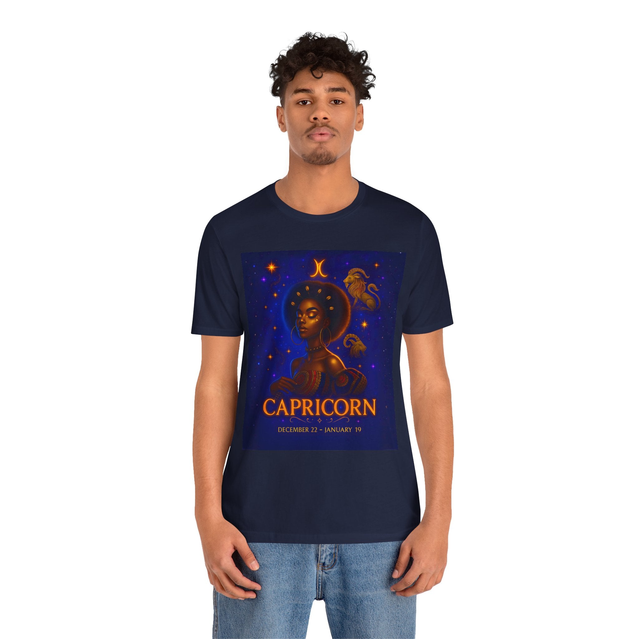 Essence of the Ancestors Capricorn Unisex Jersey Tee - Zodiac Sign Shirt for Astrology Lovers, Birthday Gift, Horoscope T-Shirt, Cosmic Apparel, Starry Nights