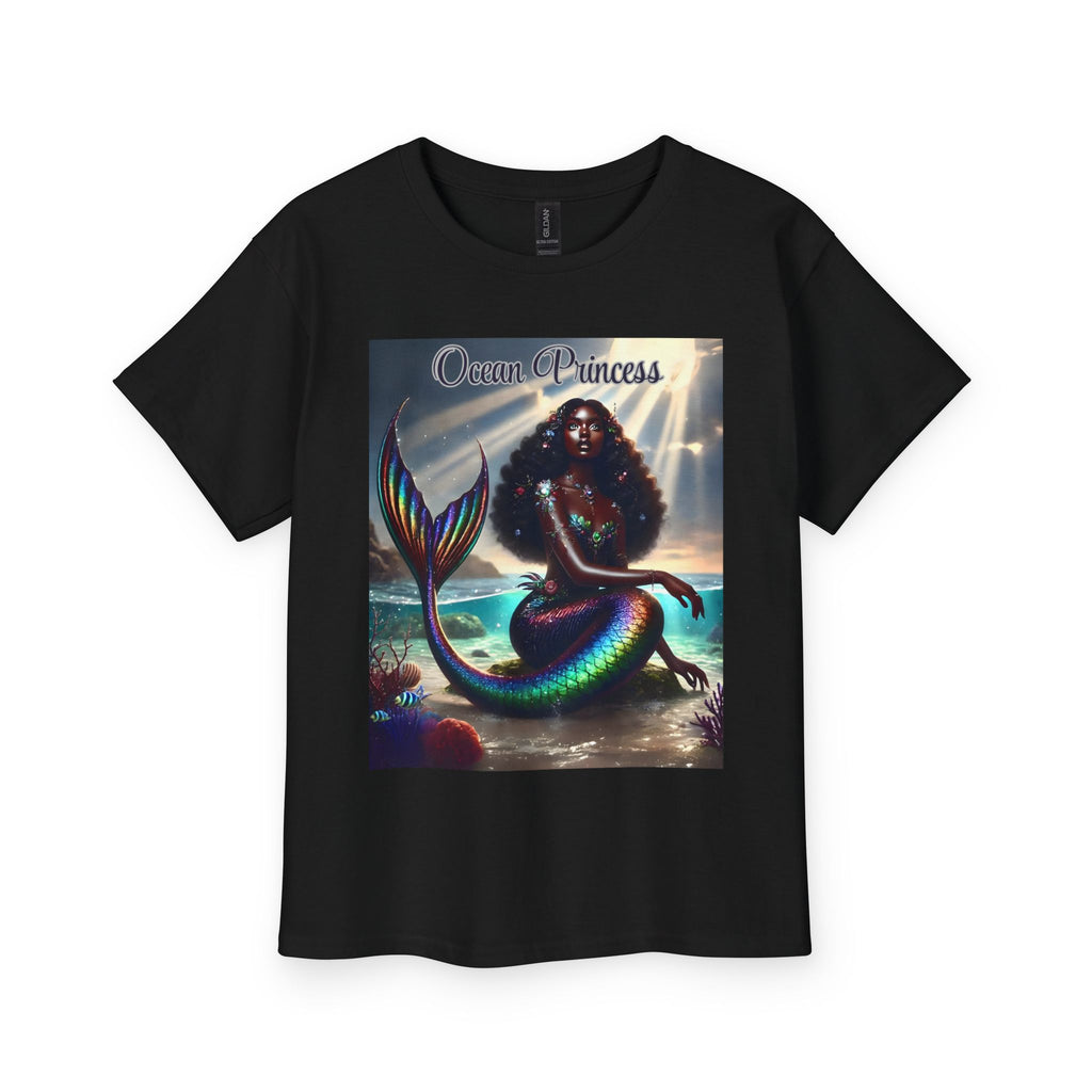 Kids Tee — Ocean Princess Dark-Skinned Mermaid Girl Graphic