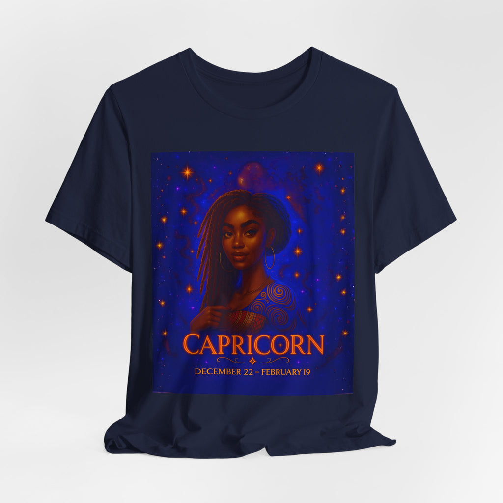 Essence Capricorn Unisex Jersey Tee - Zodiac Sign Shirt for Astrology Lovers, Birthday Gift, Horoscope T-Shirt, Cosmic Apparel, Starry Nights