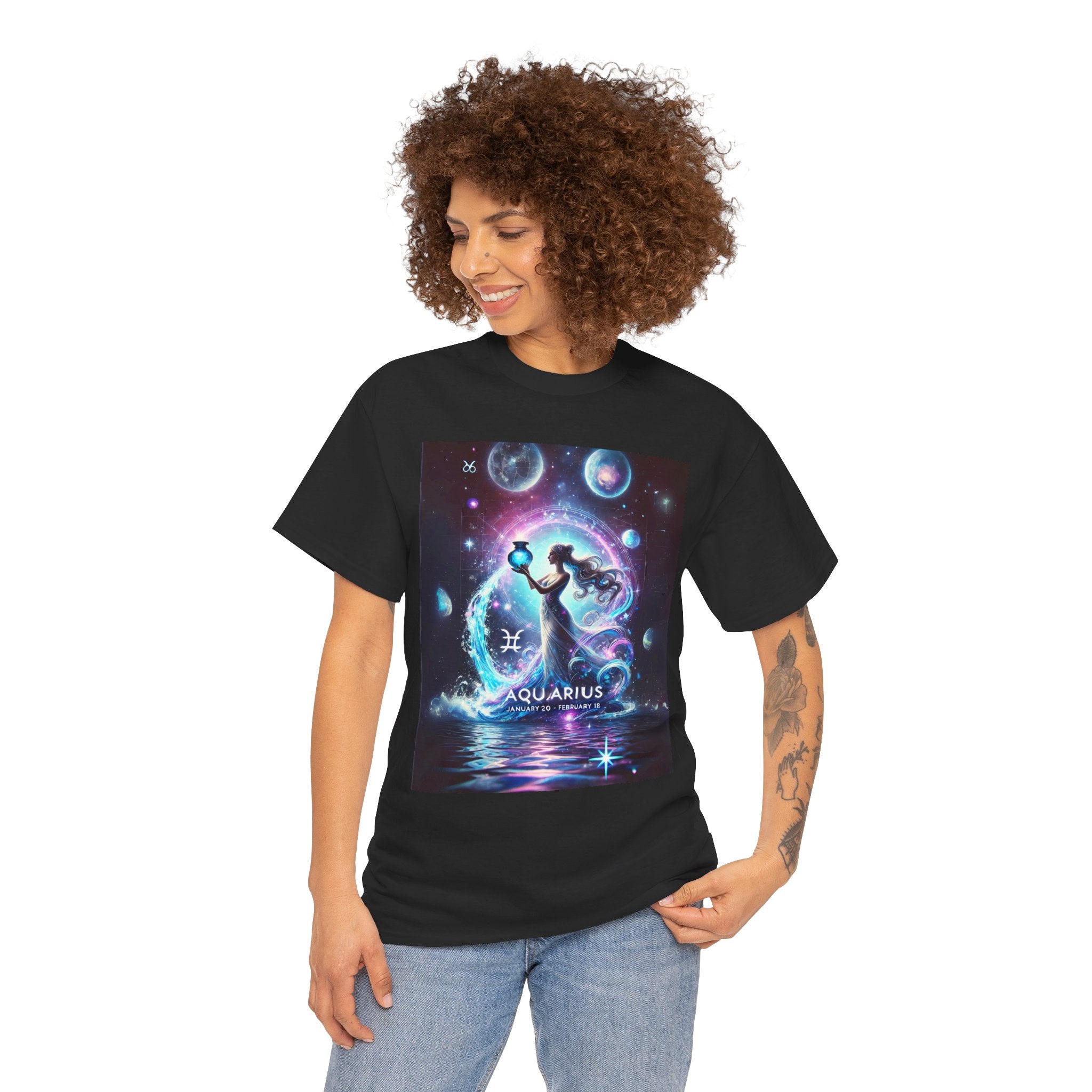 Aquarius Zodiac Unisex Tee - Wearable Art, Unique Gift, Casual Ware, Birthday Present, Zodiac Apparel